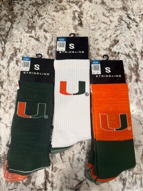 Strideline Men’s Athletic Crew Socks - Green, White, Orange